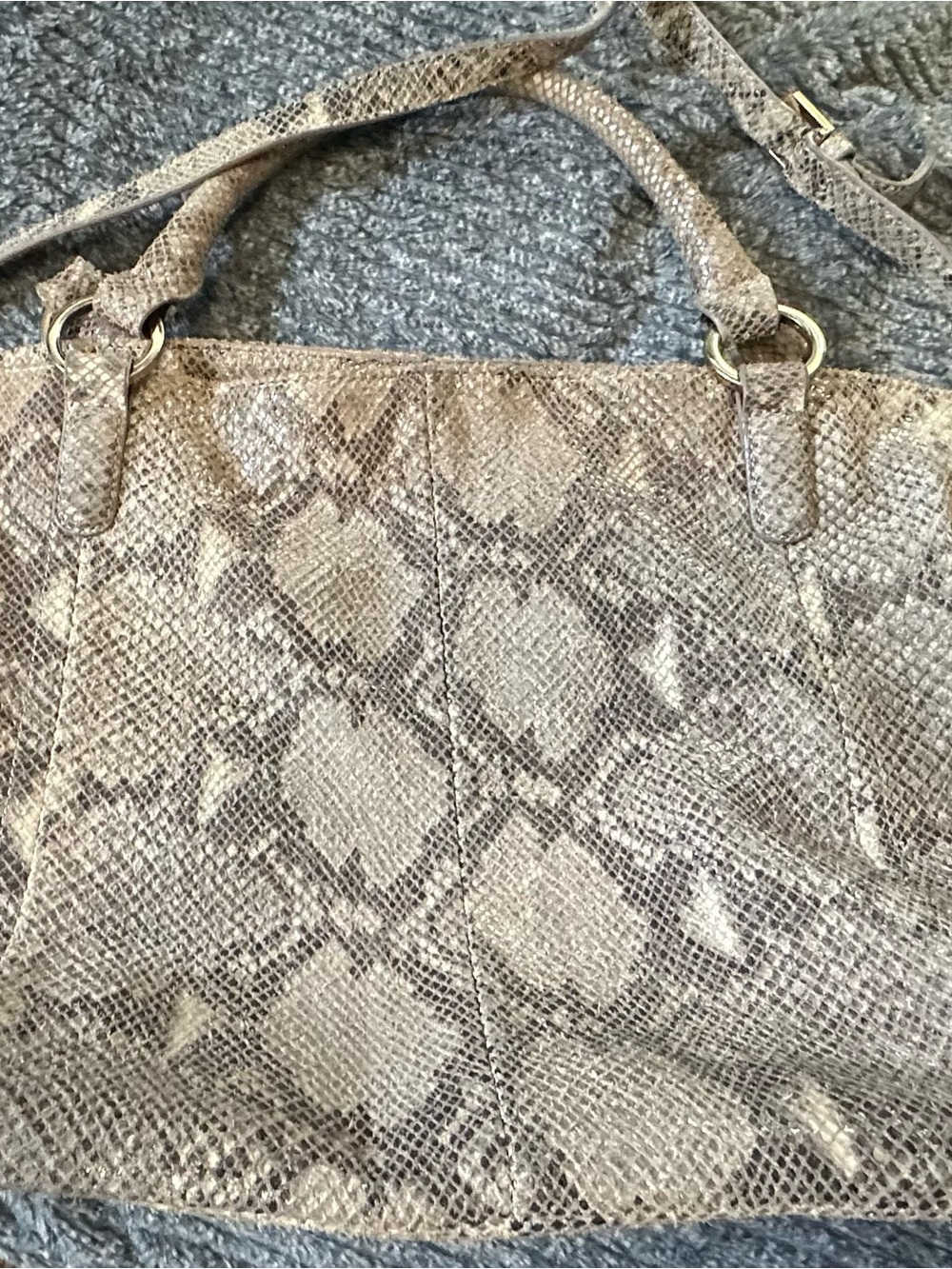 G.I.L.I Snake Skin Patented Leather Shoulder Bag Tote Tassel 17" Large Y2K
